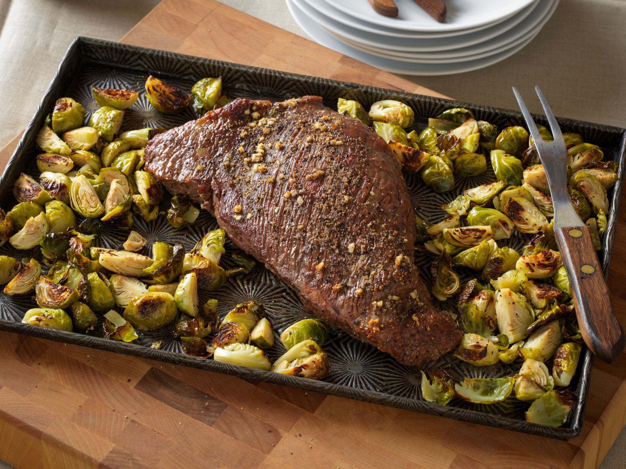 one-pan-roasted-beef-tri-tip-and-brussels-sprouts
